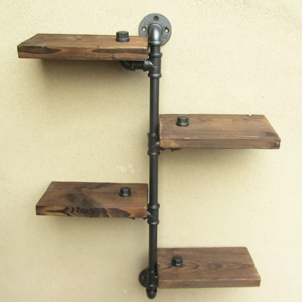 Промышленная сельская городская железная полка для труб 4 уровня деревянная
