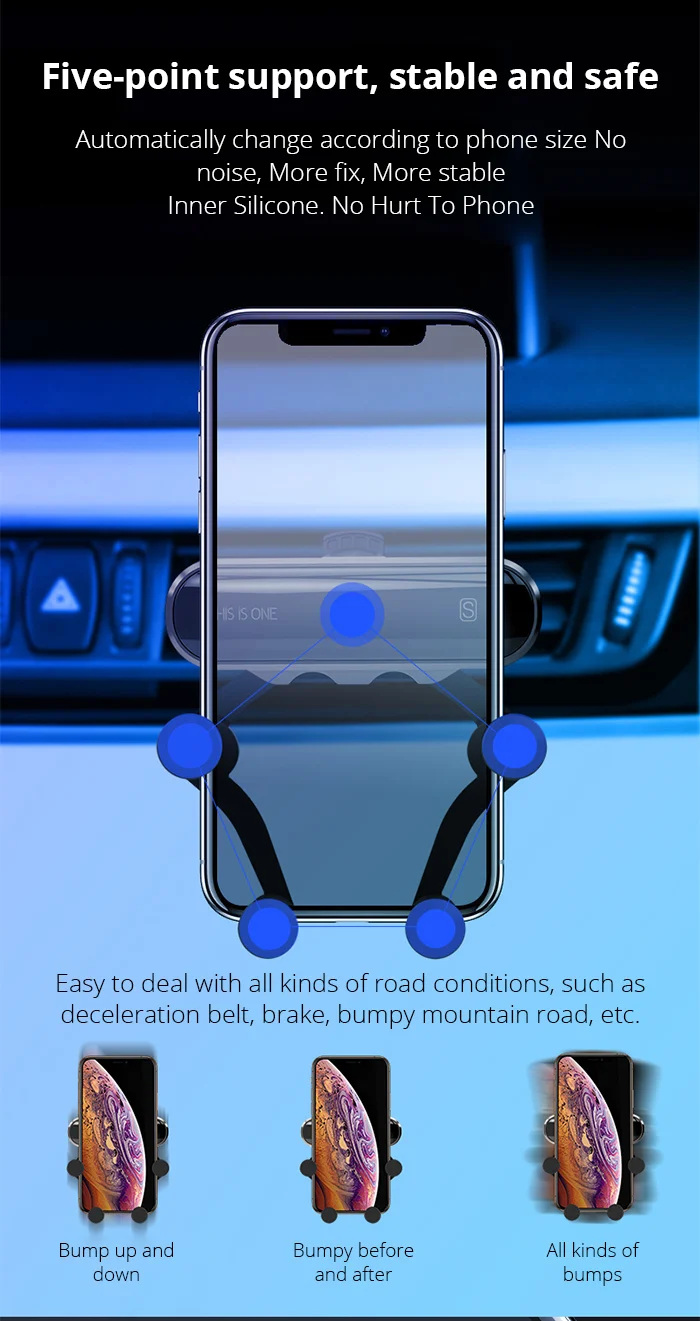 Fivetech Телескопический автомобильный держатель для телефона гравитационная связь удобный автомобильный держатель для телефона маленький мобильный телефон навигационная подставка в автомобиле