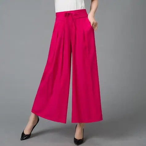 Pantalon/Новинка женские широкие брюки среднего возраста с эластичной резинкой на