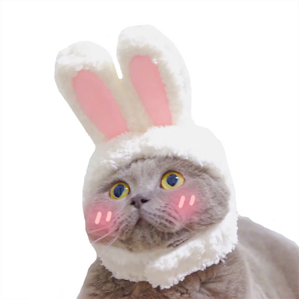 Забавная Кепка для кошек костюм кепка домашних животных теплая шапка с кроликом
