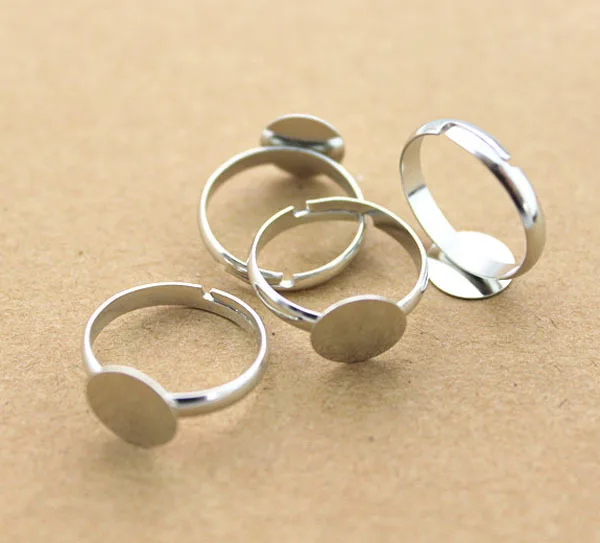 70 шт. клеевая прокладка 8 мм Diy Посеребренная кольцевая основа Anillo Регулируемые