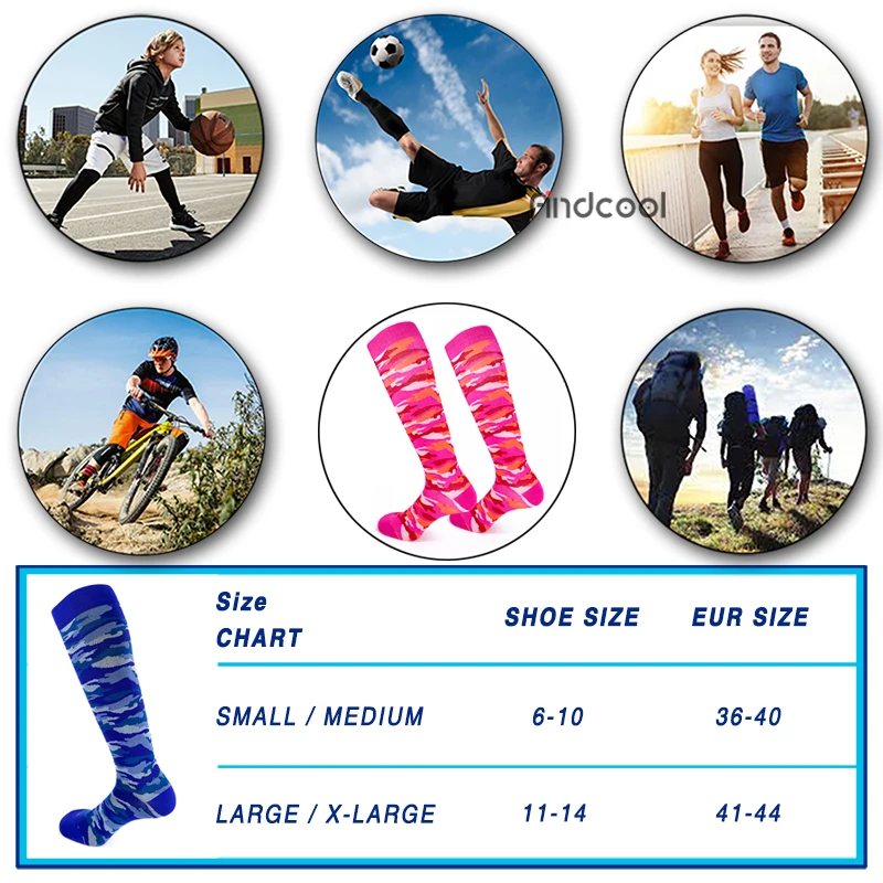 Findcool/спортивные носки для бега марафона велоспорта Длинные компрессионные