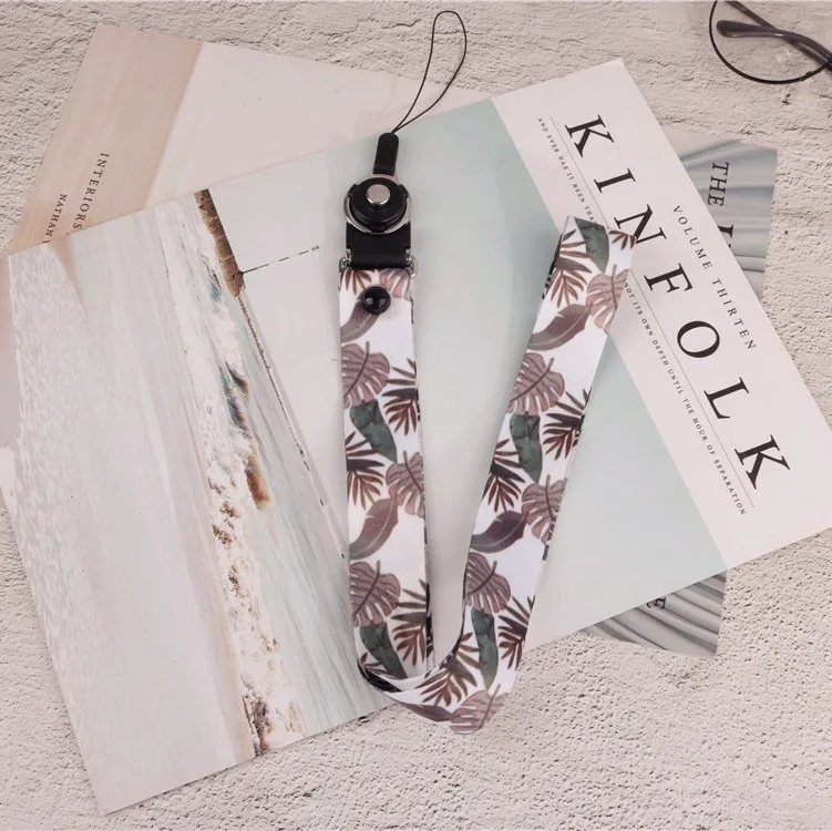Мода Листья шейный ремешок нейлон ремешки для ключей ID карты ТРЕНАЖЕРНЫЙ зал