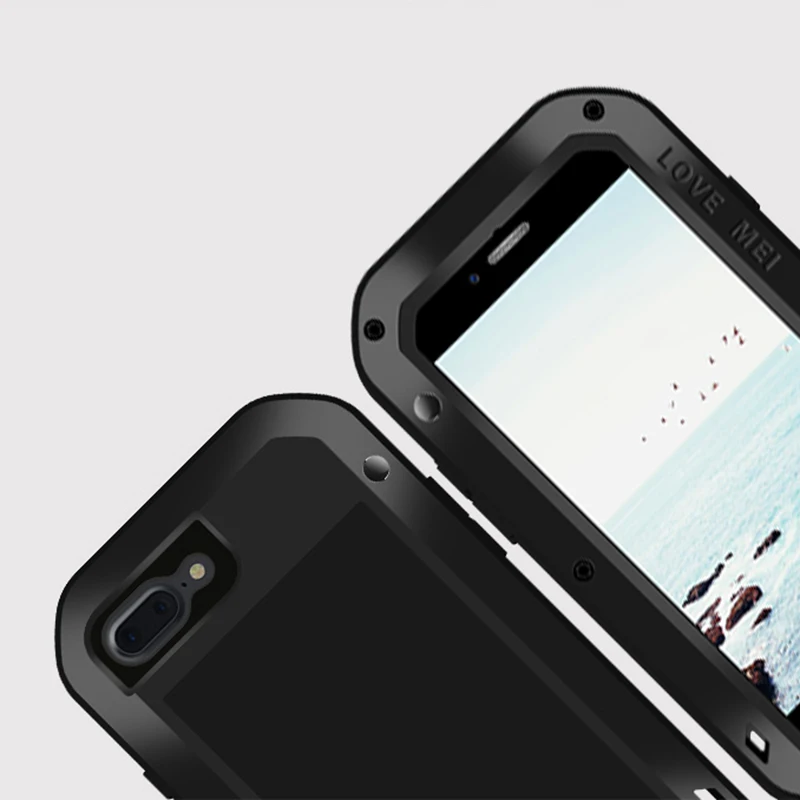 LOVE MEI Aluminum Metal Doom Armor For Apple iPhone 7 8 Waterproof Shockproof Heavy Duty Cover Cases for Plus |