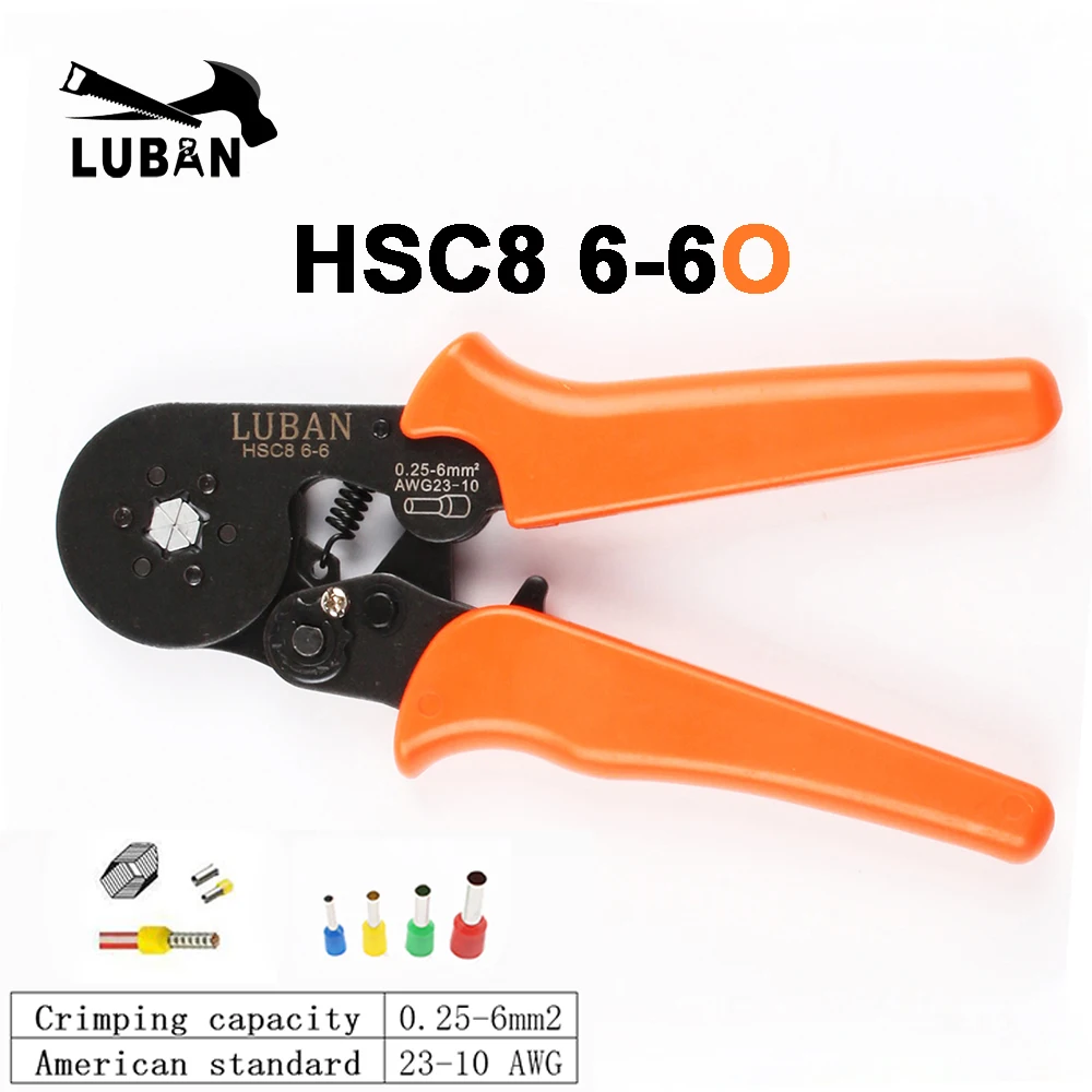 6-6O HSC8 16-4 HSC8 6-6 мини-тип саморегулируемые обжимные плоскогубцы 0,25-6 мм 6-16 мм мульти инструменты руки плоскогубцы Четырехсторонние - Цвет: 6-6O