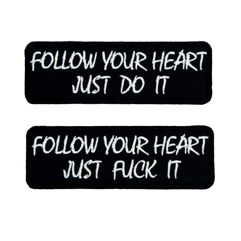 Надпись FOLLOW YOUR HEART JUST FK IT именная бирка забавные байкерские мотоциклетные нашивки