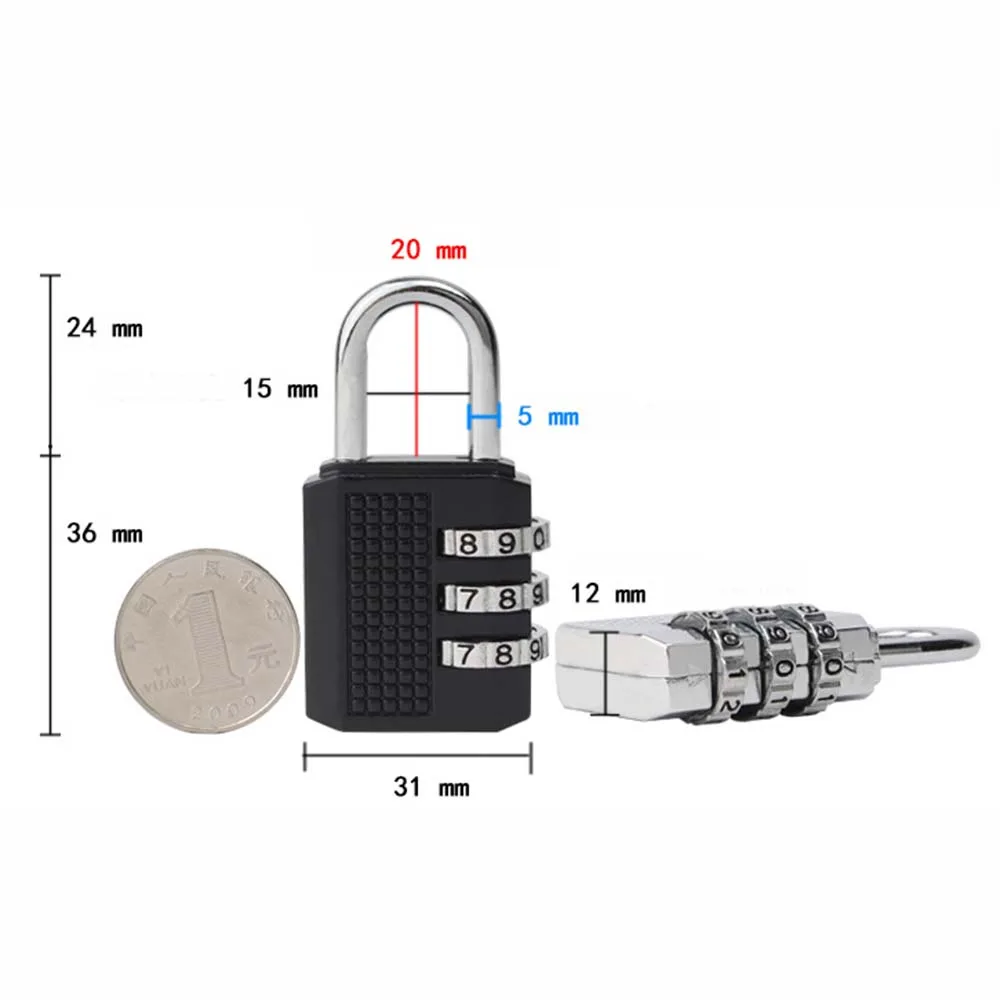 Mini 4 Digit Password Lock Combination Zinc Alloy Security Suitcase Luggage Coded Cupboard Cabinet Locker Padlock | Безопасность и