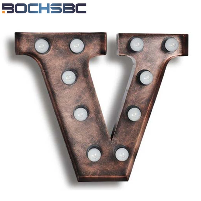 BOCHSBC металлические буквы алфавита V настенный светильник s винтажный