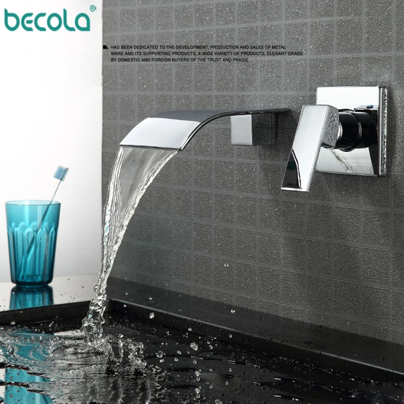 BECOLA хром черный водопад бассейна кран настенный ванна ванная комната кран Одной ручкой смеситель Torneira