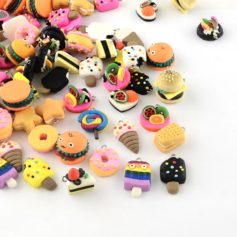 Подвески из полимерной глины ручной работы смешанные цвета 17 ~ 29x13 20x7 21 мм для