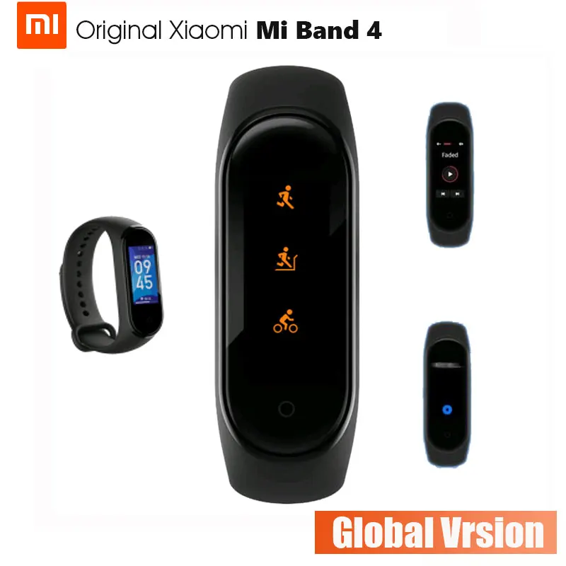 Original Xiaomi Mi Band 4 Bluetooth 5.0 Wristband Fitness Bracelet AMOLED Color Touch Screen Music AI Heart Rate | Электроника