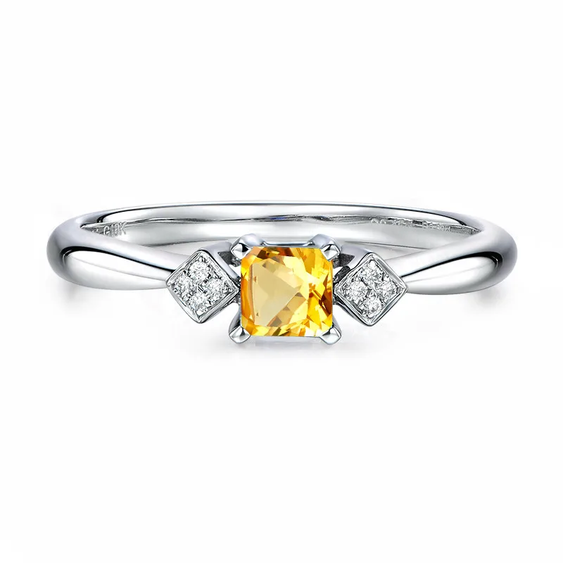 AINUOSHI натуральный цитрин квадратное кольцо 0.6ct принцесса драгоценный камень с огранкой кольцо из стерлингового серебра 925 обручальные ювелирные изделия Женское кольцо