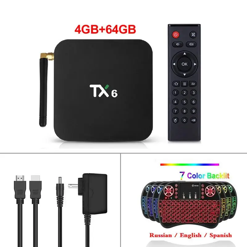 4GB64GB I8 4 ГБ ОЗУ 64 Гб ПЗУ TX6 Мини Смарт ТВ приставка Android 9,0 Allwinner H6 2 Гб 4 к TX6 медиаплеер телеприставка 2,4 г/5 ГГц двойной WiFi BT4.1 - Цвет: 4GB64GB I8