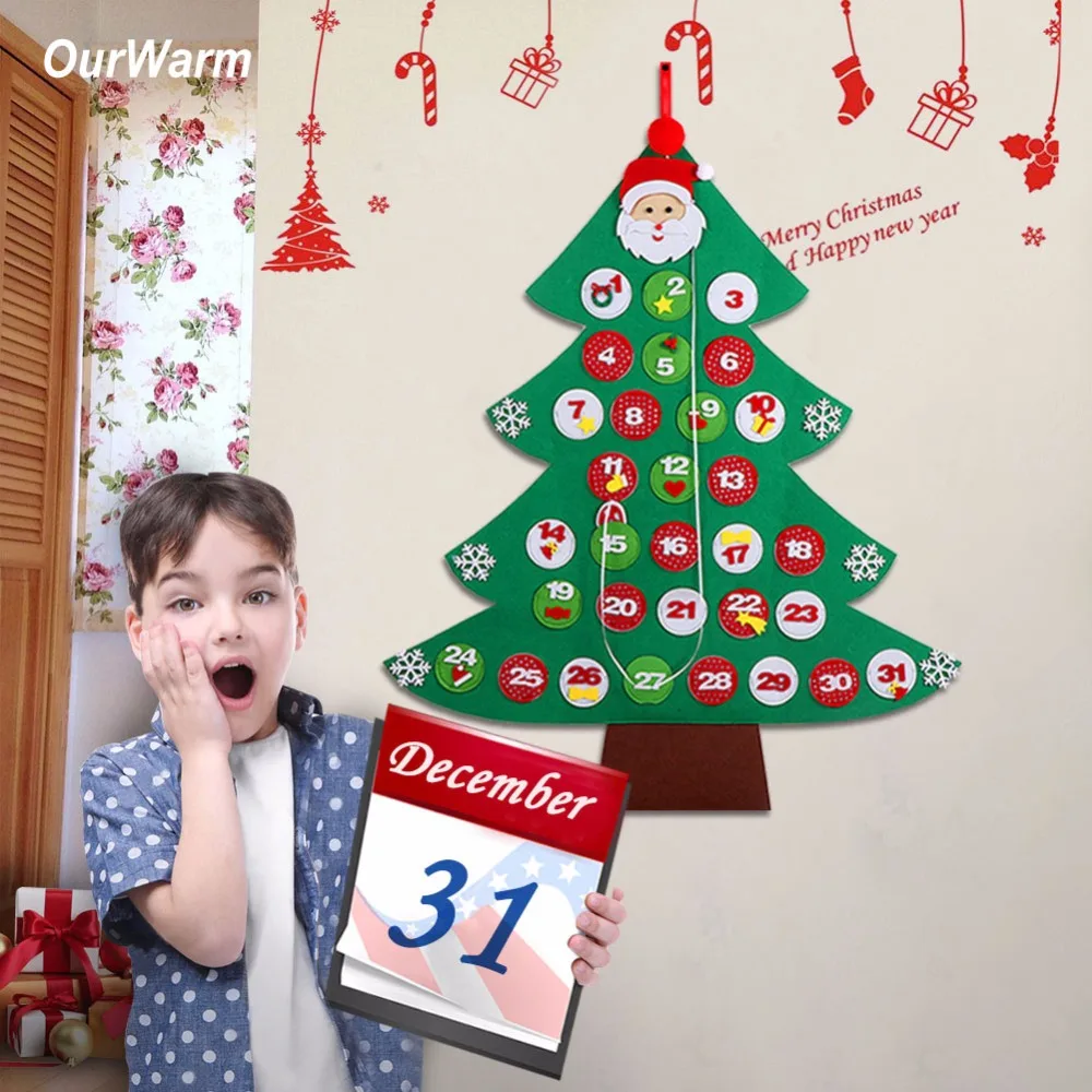 Календарь на рождественскую елку OurWarm новый год подарок фетровый календарь с
