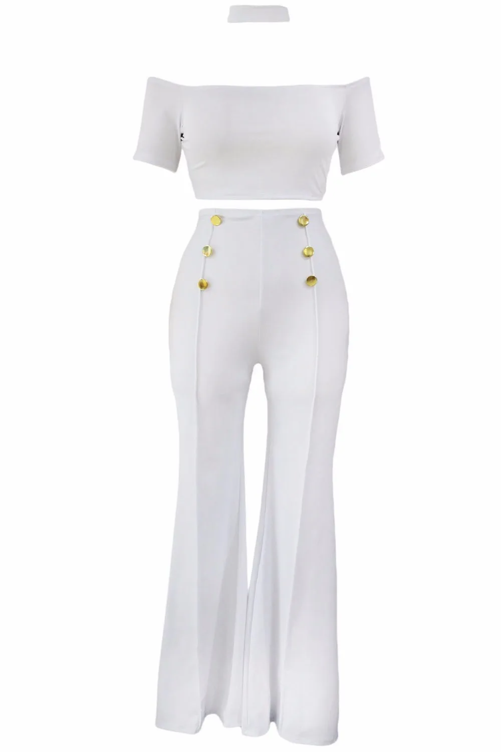 2017 Новая Мода 2 Шт. Белый Черный С Плеча Растениеводство Топ высокой Талией Кнопка