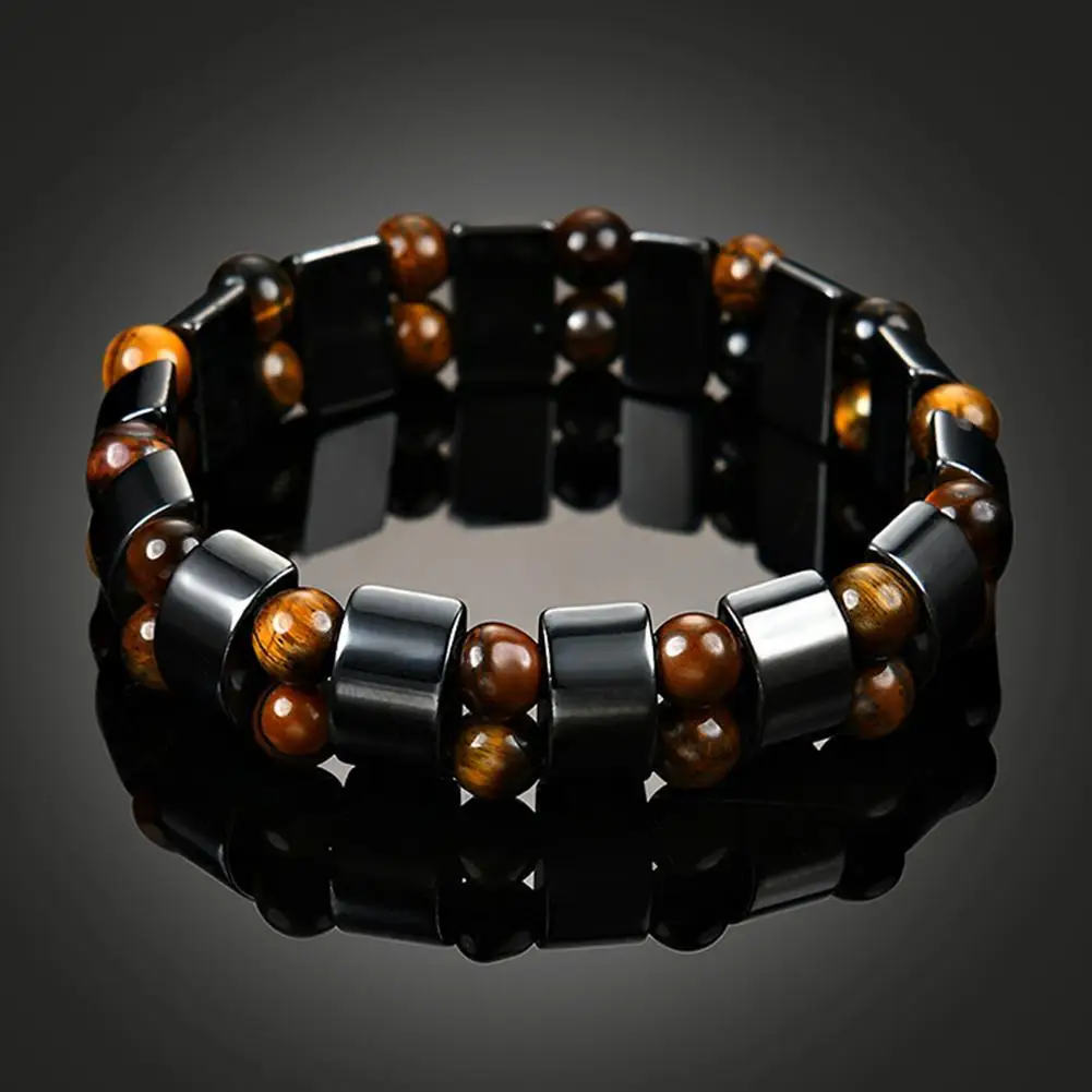 Vintage Bracelets For Men Women 2018 Magnetic Therapy Hematite Braceletfor Tiger Eye Bracelet As Birthday Gifts Orange black | Украшения и