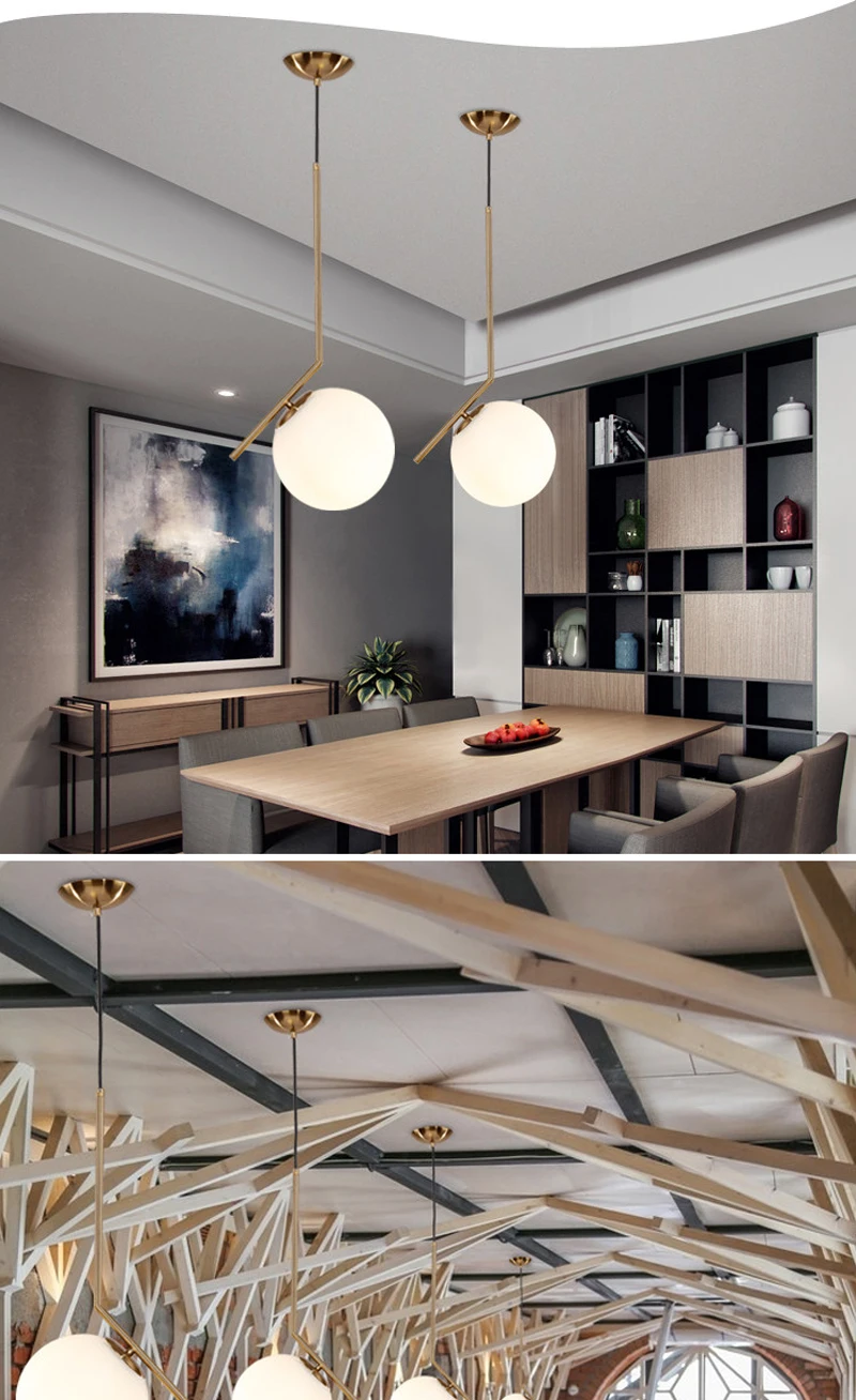 Современный Креативный подвесной светильник с стеклянным шаром norbic brief home deco для столовой, золотой E27 светодиодный подвесной светильник