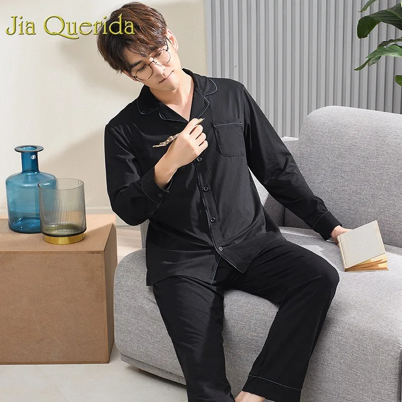 J &amp Q Модальные пижамы Мужская домашняя одежда 2019 Весна новая однотонная модная