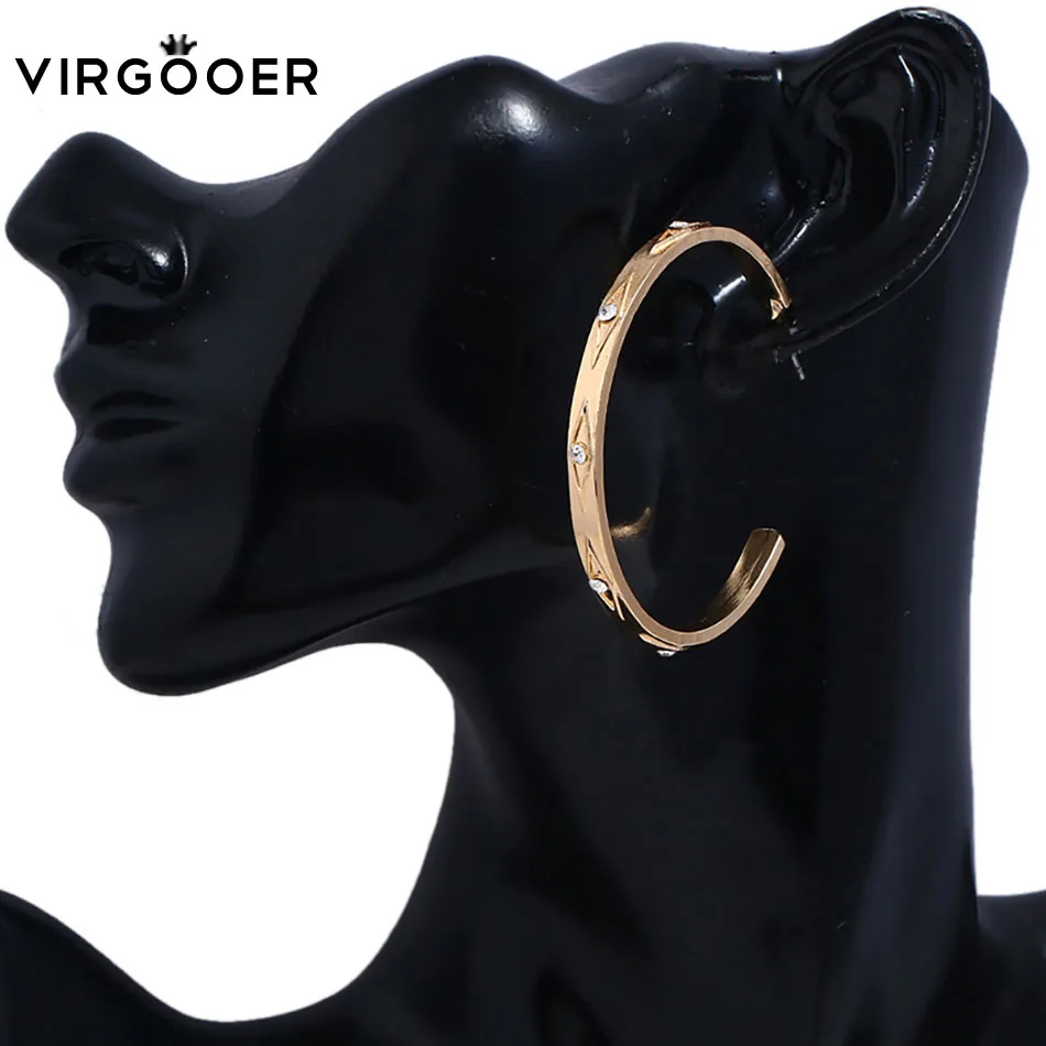 Virgooer матовый золотой открытый обруч серьги для женщин гиперболы геометрические