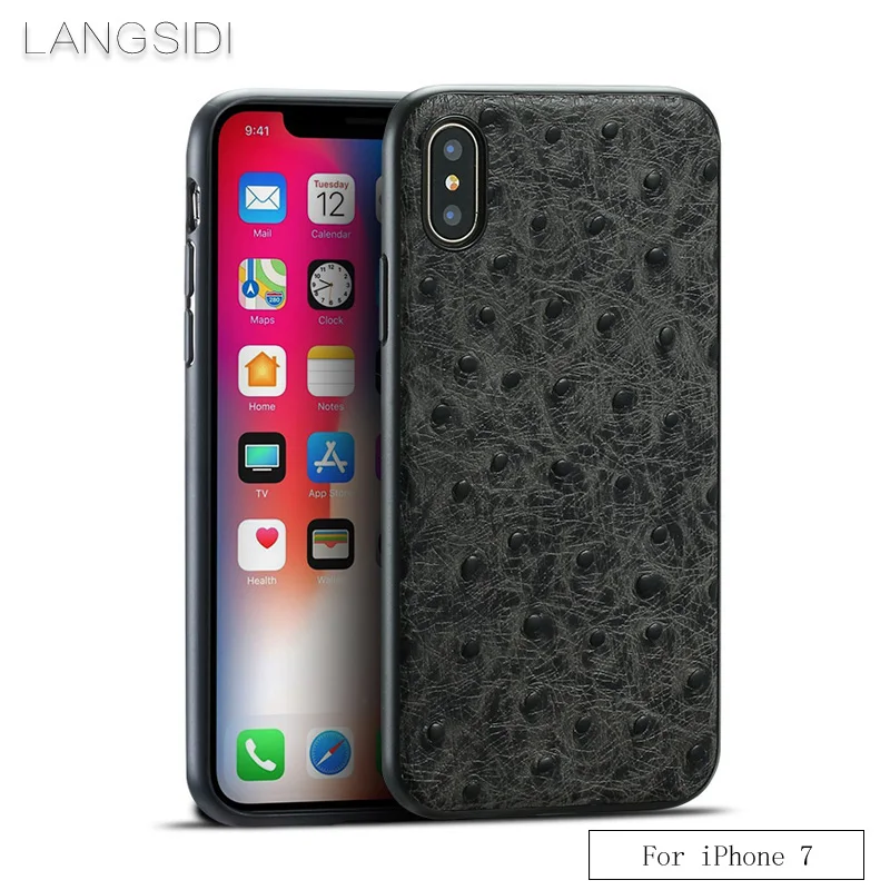 Фирменный чехол для телефона LANGSIDI со страусиной текстурой iphone 7 plus 12 pro max 11 x xs xr 6 6s