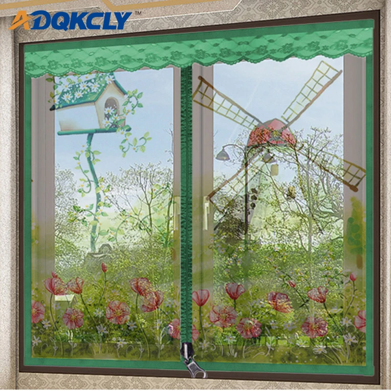 ADQKCLY высокая плотность летнее окно экран полиэфирное волокно кружево анти-москитная Winow сетка легко установить с молнией окно сетка