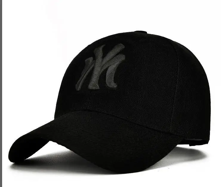 Новинка, бейсболка, новинка, унисекс, хлопковая уличная шапка, NY, вышивка, Snapback, модные спортивные шапки для мужчин и женщин, хоккейная, Регулируемая Кепка s - Цвет: Black-Black