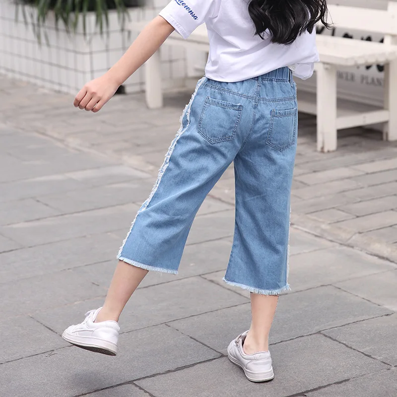 Summer Cotton Wide-legged Jeans for Girls 4 6 8 10 12 14 years | Детская одежда и обувь