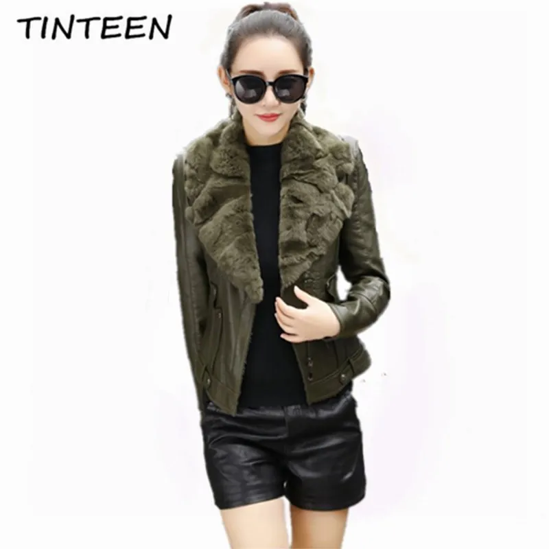 TINTEEN 2018 Горячие Для женщин зимние теплые Искусственная кожа куртка плюс бархат с
