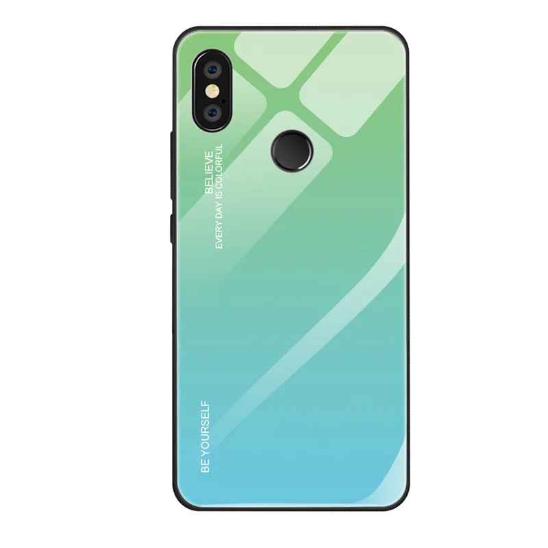 Green and Blue Стеклянный чехол для Xiaomi Redmi Note 7 6 5 Pro Gradient Цвет Закаленное стекло Чехол для Xiaomi Mi 9 se 8 A2 Lite A1 6a Max 3 Mix Xaomi Funda Capa - Цвет: Green and Blue