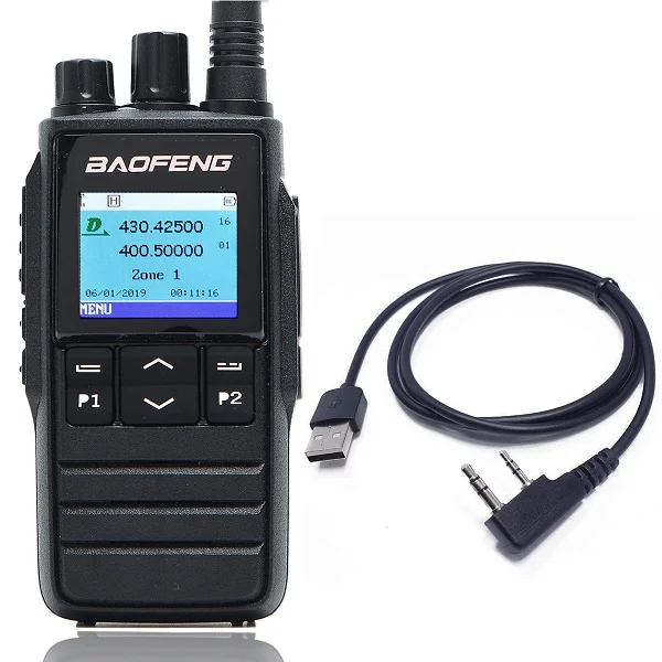 Baofeng DM-1703 рация ПМР УКВ двухдиапазонный 136-174 и 400-470 МГц Dual Time slot Tier 1& 2 цифровое радио - Цвет: add program cable