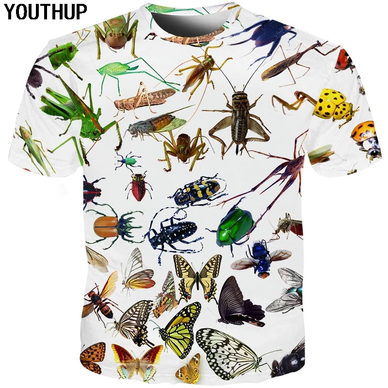 YOUTHUP 2020 Креативные 3d футболки для мужчин и женщин с принтом насекомых забавные