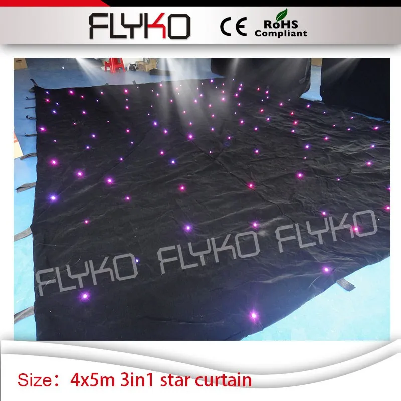 

Бесплатная доставка Крытый Гибкий Мягкий светодиодный свет черный занавес 4 м * 5 м RGB звезды led занавес