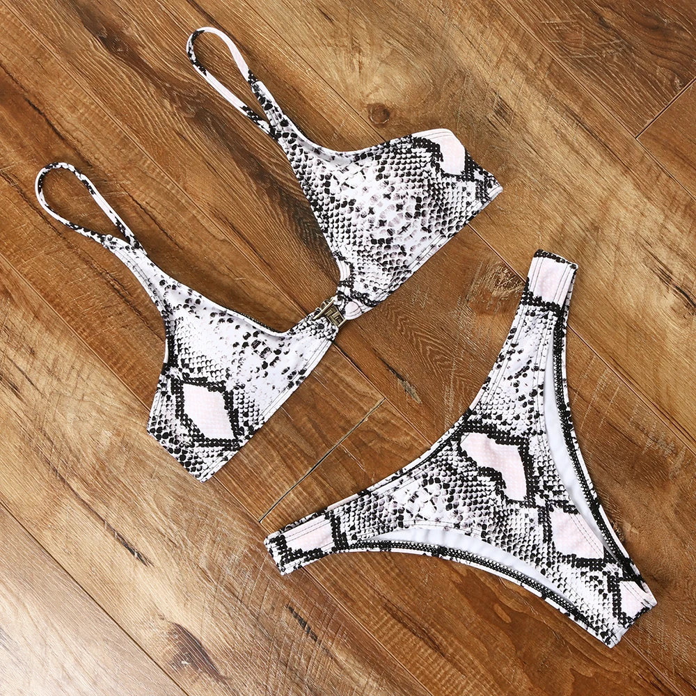 Сексуальное бикини 2021 купальник со змеиным принтом купальный костюм с высоким