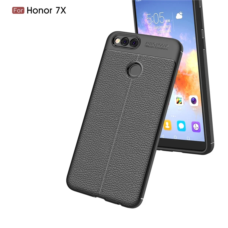 Чехол для Huawei honor 7X BND L21 мягкий черный силиконовый Классический чехол в полоску
