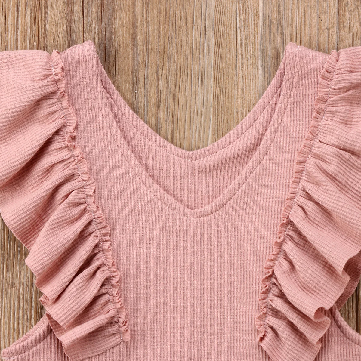 Трикотажный комбинезон с оборками для маленьких девочек детский комплект