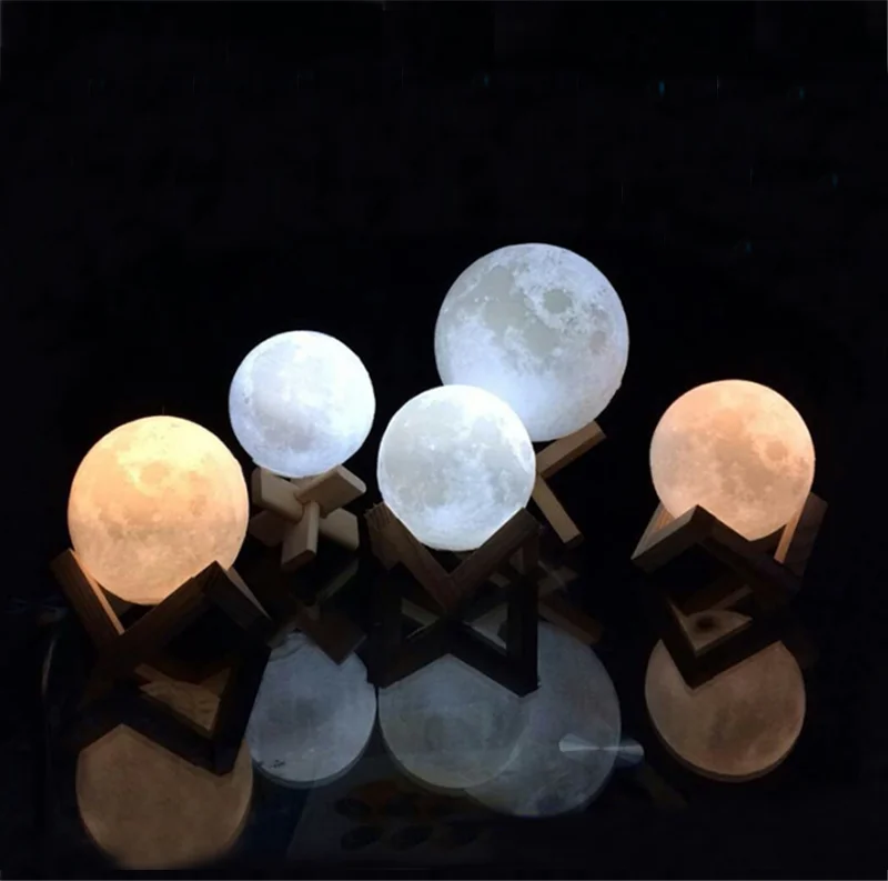 Новинка 2019 3D светильник в виде Луны светодиодный ночник с USB настольная лампа