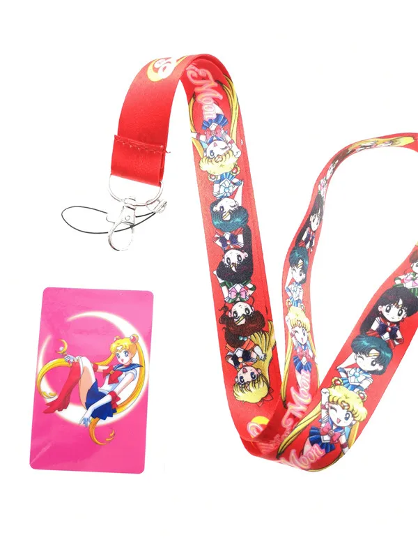 1 шт. японский аниме Сейлор Мун девушка шеи ремни, автобус метро Lanyards ID Card, женские брелоки Детские вечерние подарки - Цвет: D
