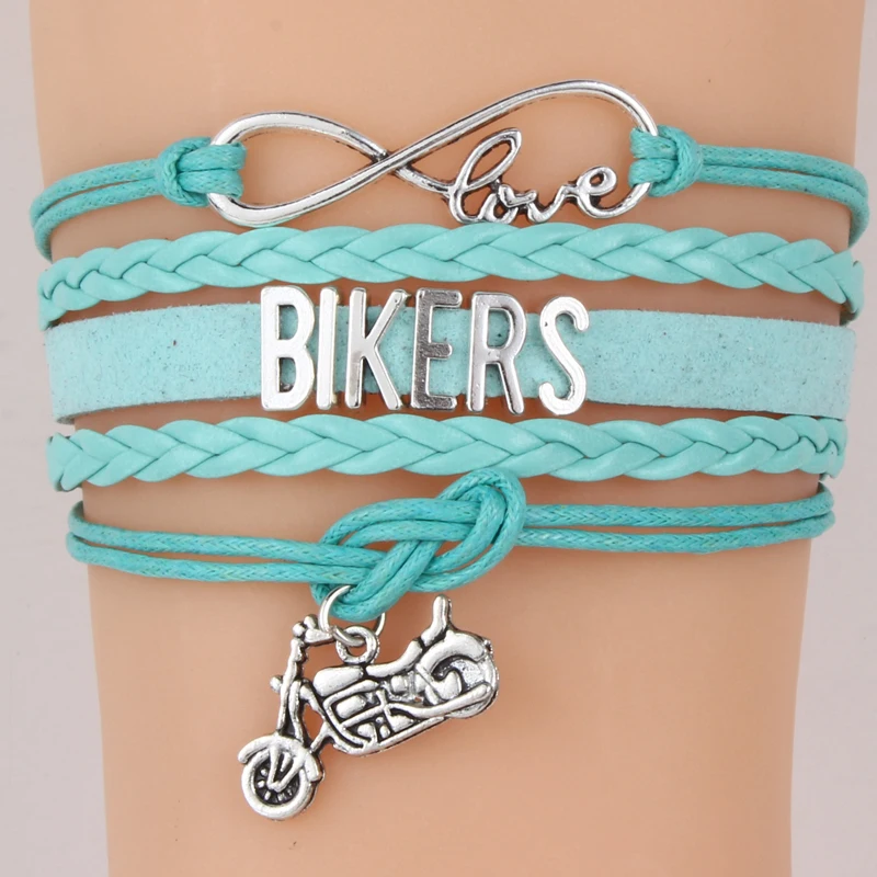 Браслет Infinity Love Bikers Байкерский браслет с подвесками ручная работа плетеные