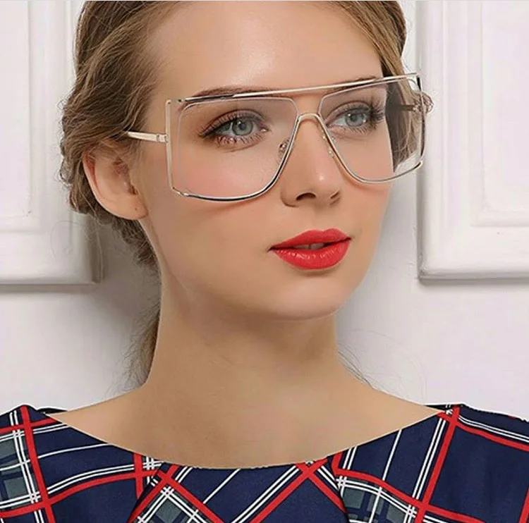 c1 gold clear Emosnia оправы золотистые женские прозрачные солнцезащитные очки Для мужчин Брендовая Дизайнерская обувь пилот, солнцезащитные очки с большой оправой солнцезащитные очки с вогнуто-выпуклыми линзами, женские очки с оправой - Цвет линз: c1 gold clear