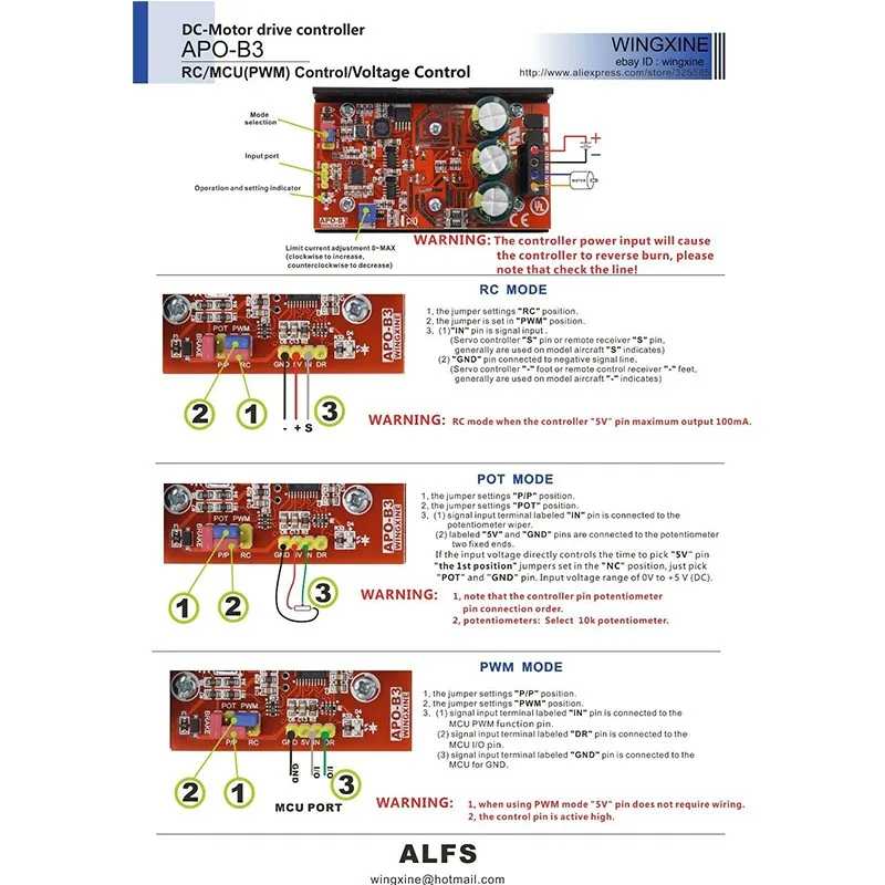APO B3 DC контроллер щетки двигателя ESC + PWM регулятор потенциометра 720W 8V 48V 20A|Детали и