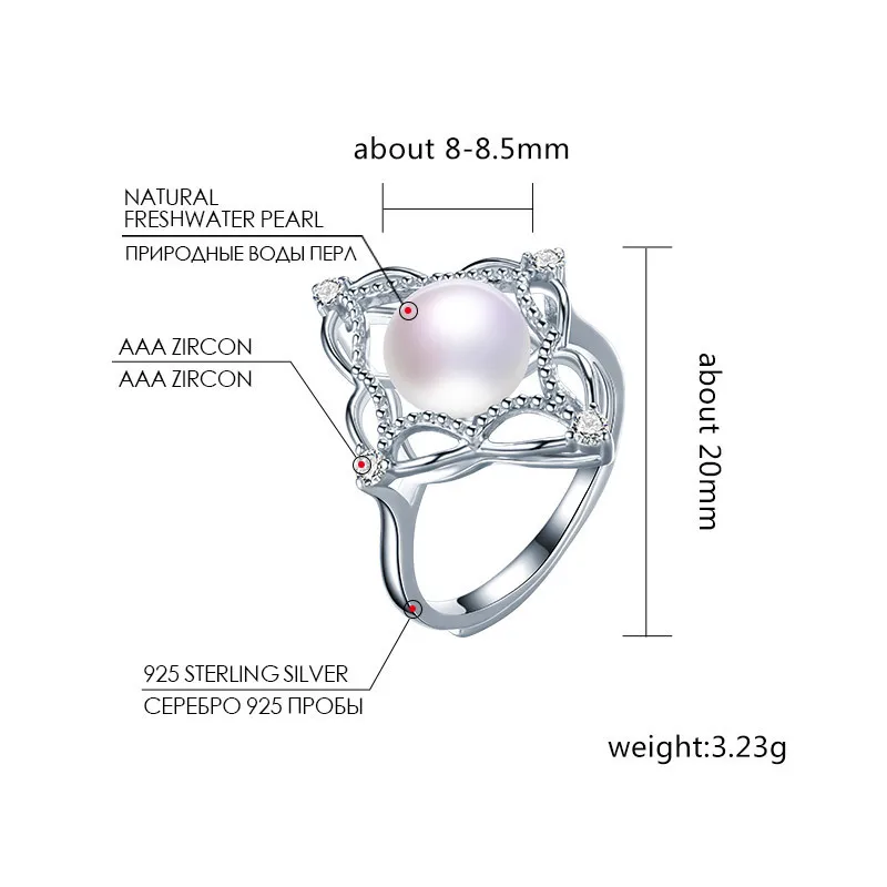 

Dainashi Luxury Irregular diamond peculiar shape 925 sterling silver pearl adjustable rings with zircon top for women gifts