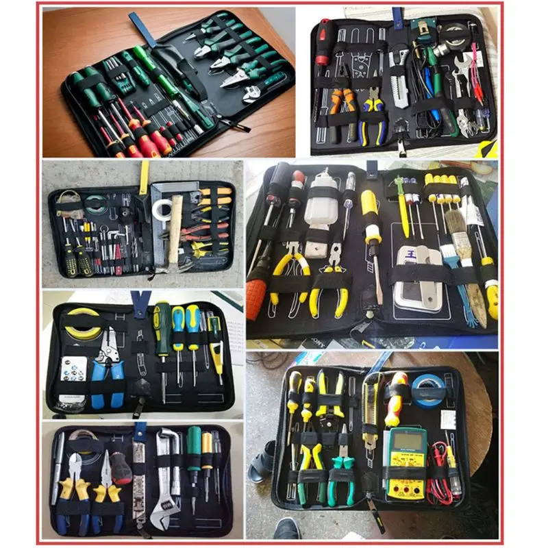 Professional Electricians Hard Plate Tool Kit Bag Storage Case Multifunctional Pocket Organizer Waterproof Oxford 3 Sizes
