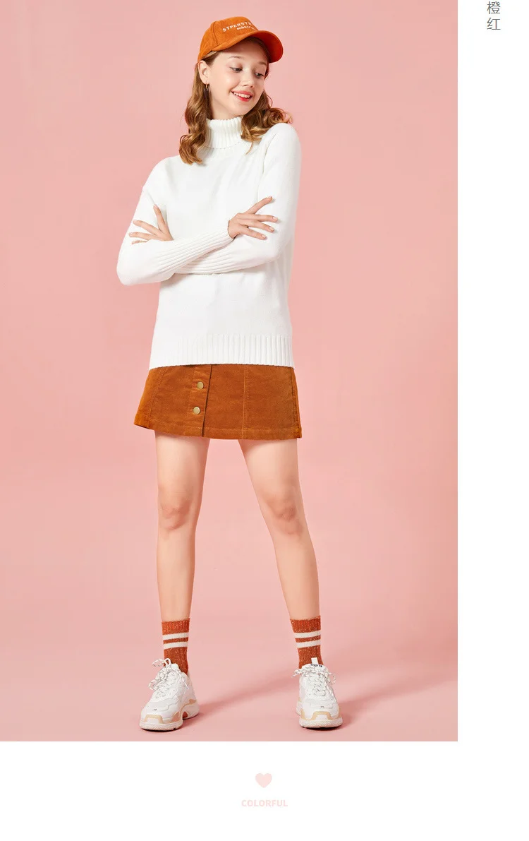 SEMIR женская короткая Вельветовая юбка с высокой талией, Вельветовая юбка А-силуэта с застежкой на пуговицах спереди в шикарном стиле для осени и зимы