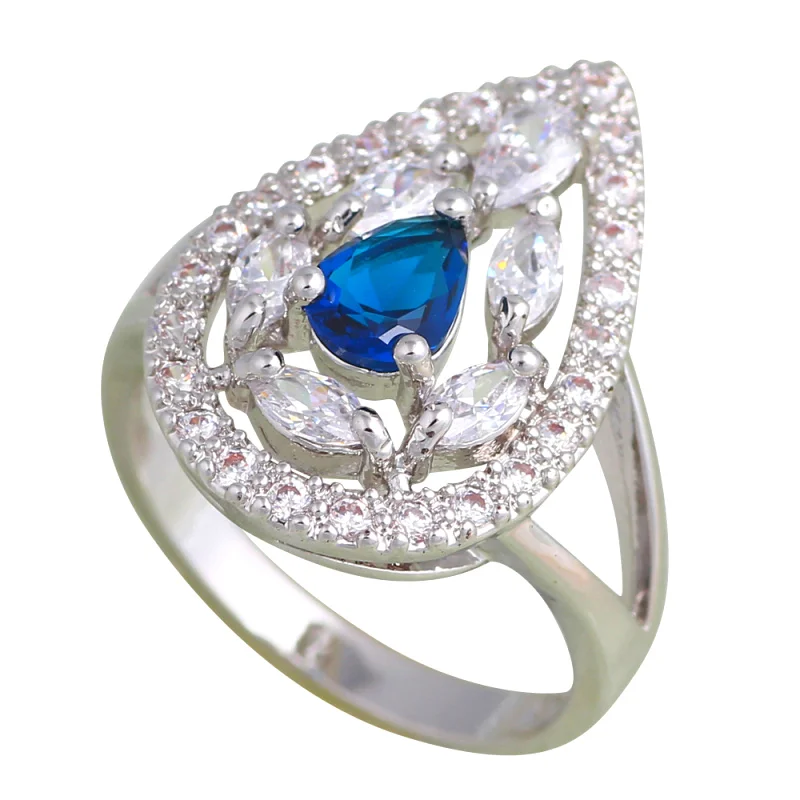 ROLILASON оптовая цена Romatic Синий Циркон серебряные штампованные Модные Ювелирные