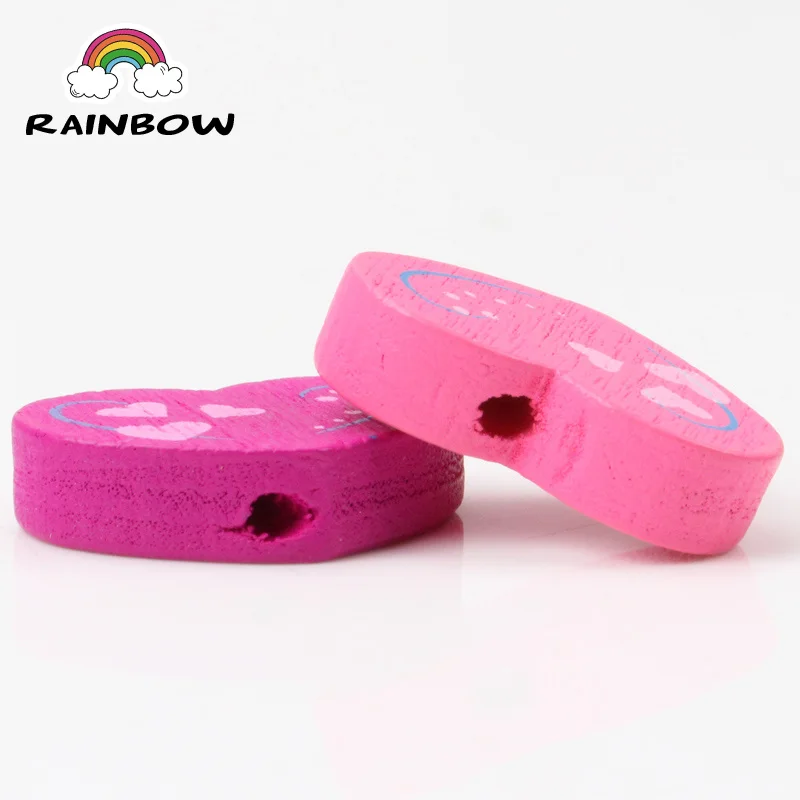Mixed Colors Heart Shape Paintied Wooden Material Spacer Beads For Handwork Jewelry Accessories 19x13mm 50pcs | Украшения и
