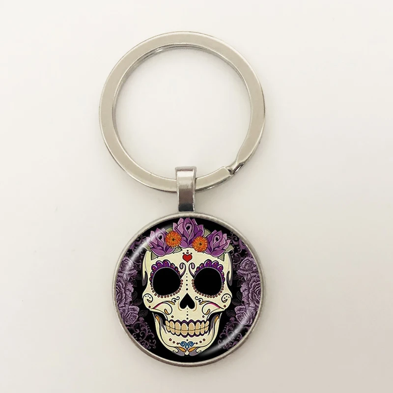 2019 День мертвых сахарных черепов Пряжка для ключей Скелет фото Татуировка