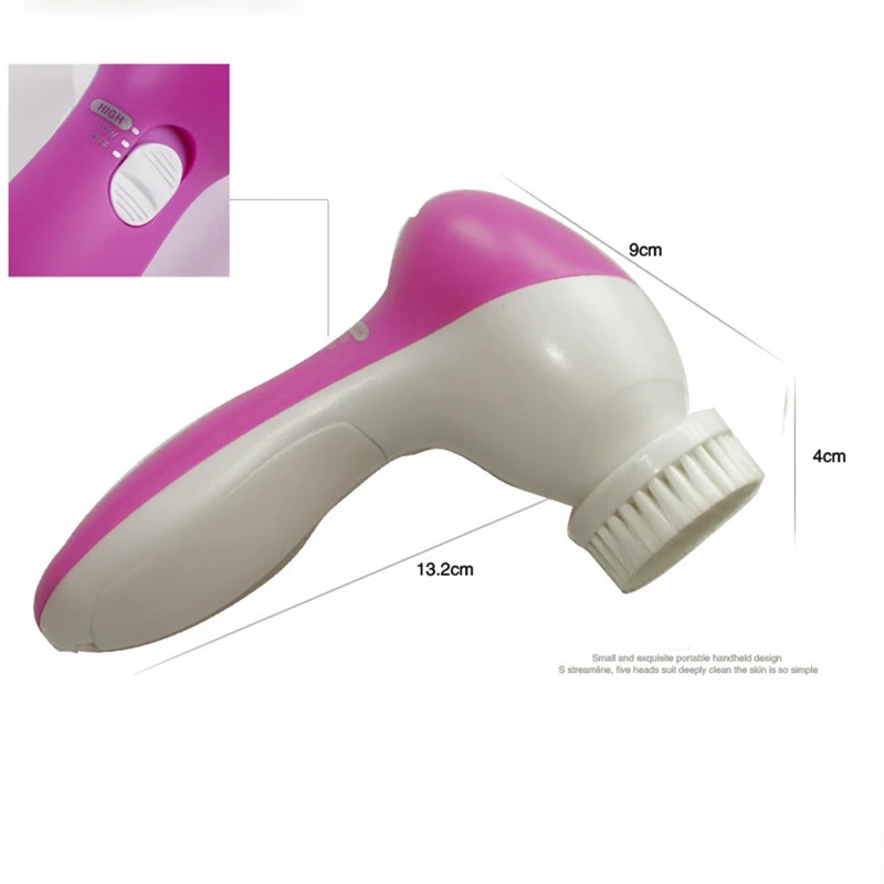 Pore Cleaner Body Cleaning Massage 5 in 1 Electric Wash Face Cleansing Machine Facial Mini Skin Beauty Massager Brush | Красота и