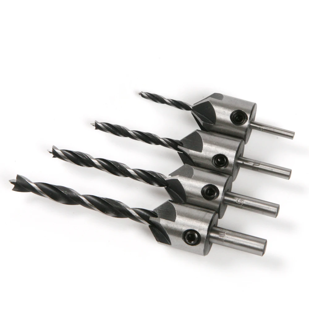 США Склад 4 шт. Столяр дрель Пресс зенковки множество Скучно Бит промышленных