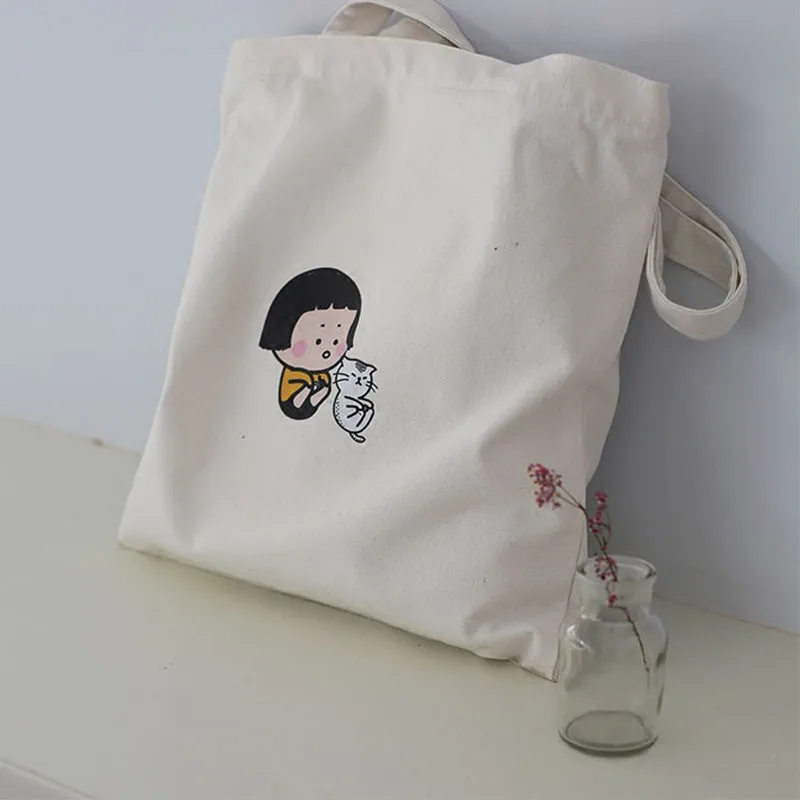 NJ SHOP белая/черная Большая вместительная женская сумка холщовая Повседневная