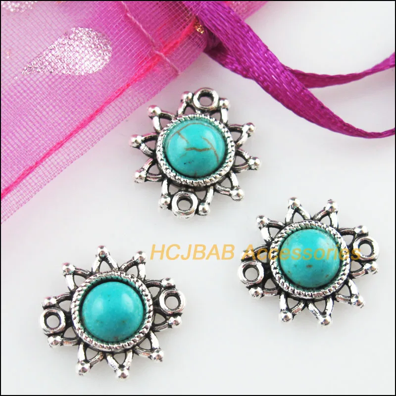 Модные 25 шт. Ретро тибетский серебряный Подсолнух каменный Шарм Подвеска Разъемы